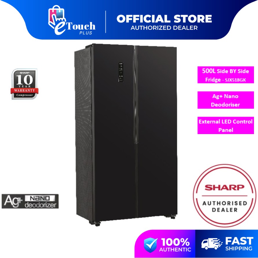 Sharp Side By Side Fridge Refrigerator Glass Door (500L) SJX518GK ...