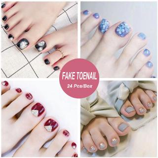 F001-017 24 Pcs/box Fake Artificial Toe Nails Tips Toe Nail Art Tools