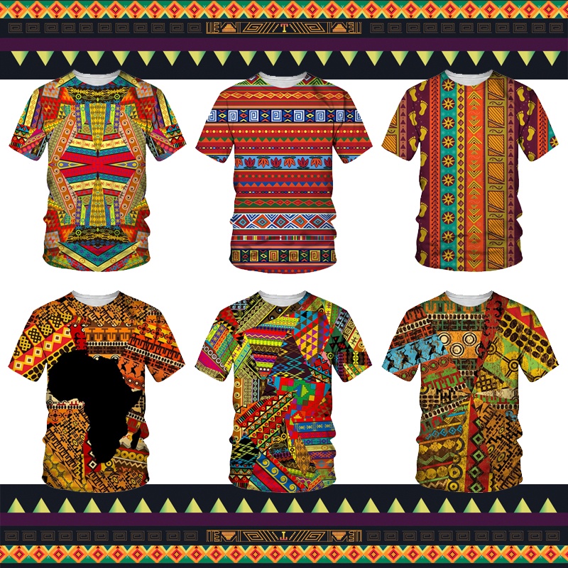 African Danshiki T-Shirts Folk Customs Patchwork 3D Print Streetwear Men Women Fashion Oversized T Shirt Kids Tees Tops Clothing