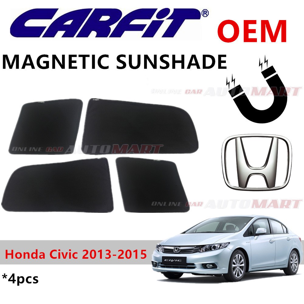 CARFIT OEM Magnetic Custom Fit Sunshade For Honda Civic Yr 2013-2015 (4pcs)