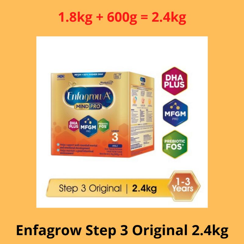 Enfagrow A+ step 3 original (1.8kg + 600g =2.4kg) Exp 6/2022