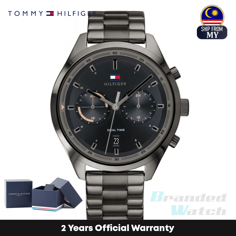 Skriv email parti Strøm Official Warranty] Tommy Hilfiger 1791727 Men's Chronograph Quartz Black  Stainless Steel Strap Watch | Shopee Malaysia