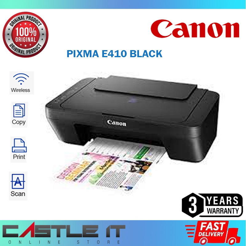 Canon E470 Wireless / E410 Wired Printer INKJET AIO All In One Print Scan Copy Color COLOUR PIXMA Ink Efficient