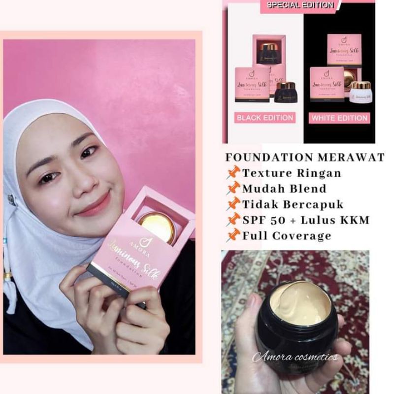 testimoni amora luminous silk foundation