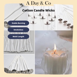 100X candle wicks cotton core pre waxed with sustainers for candle making HGUK 