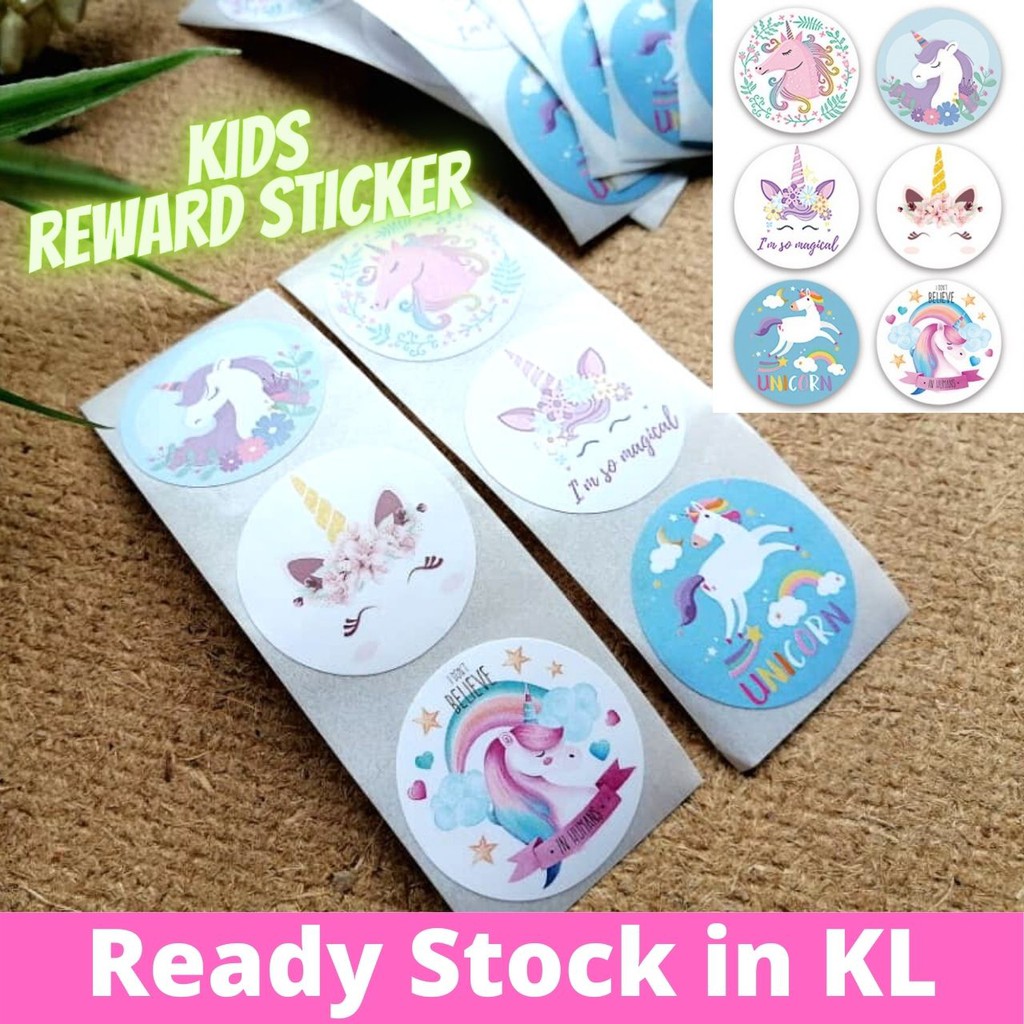 3pcs 1 Set 2 5cm Unicorn Reward Sticker For Kids Pelekat Kartun Unicorn Comel Children Cute Sticker Student Reward Shopee Malaysia