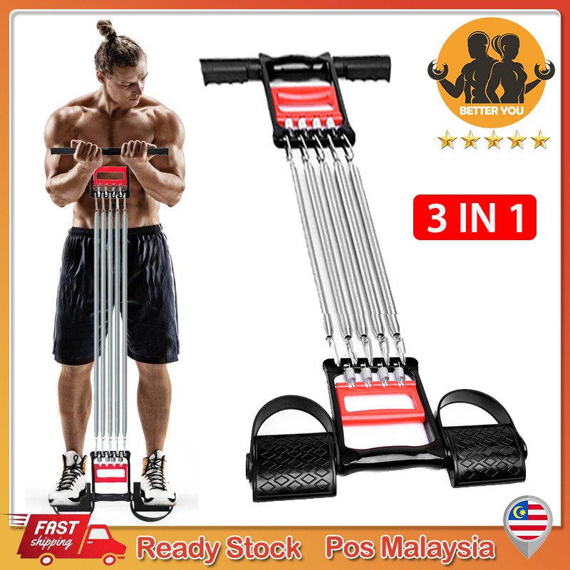 ?【Ready Stock】Spring Chest Expander Adjustable 3 in 1 Hand Gripper Heavy Duty Gym Arm Exercise