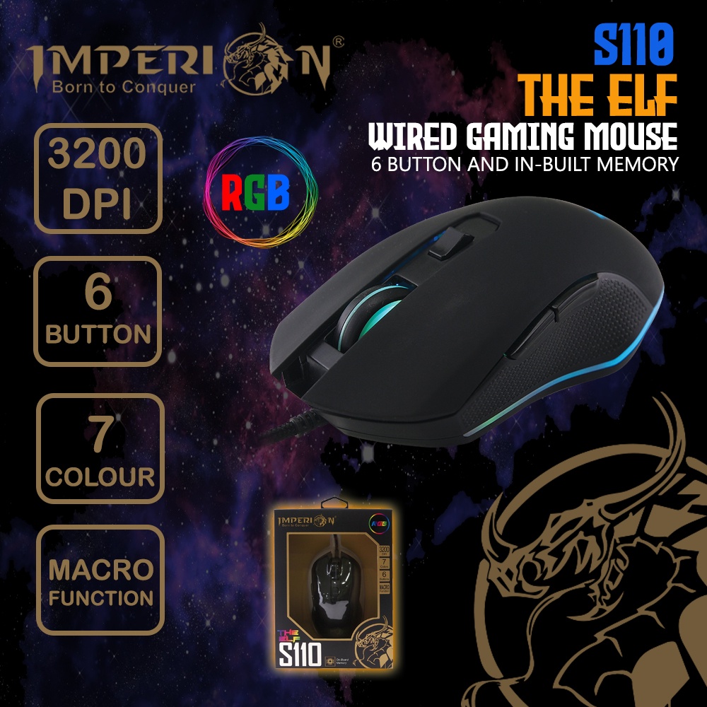 Imperion The Elf S110 Gaming Mouse (7color RGB,6Button,Macro Function