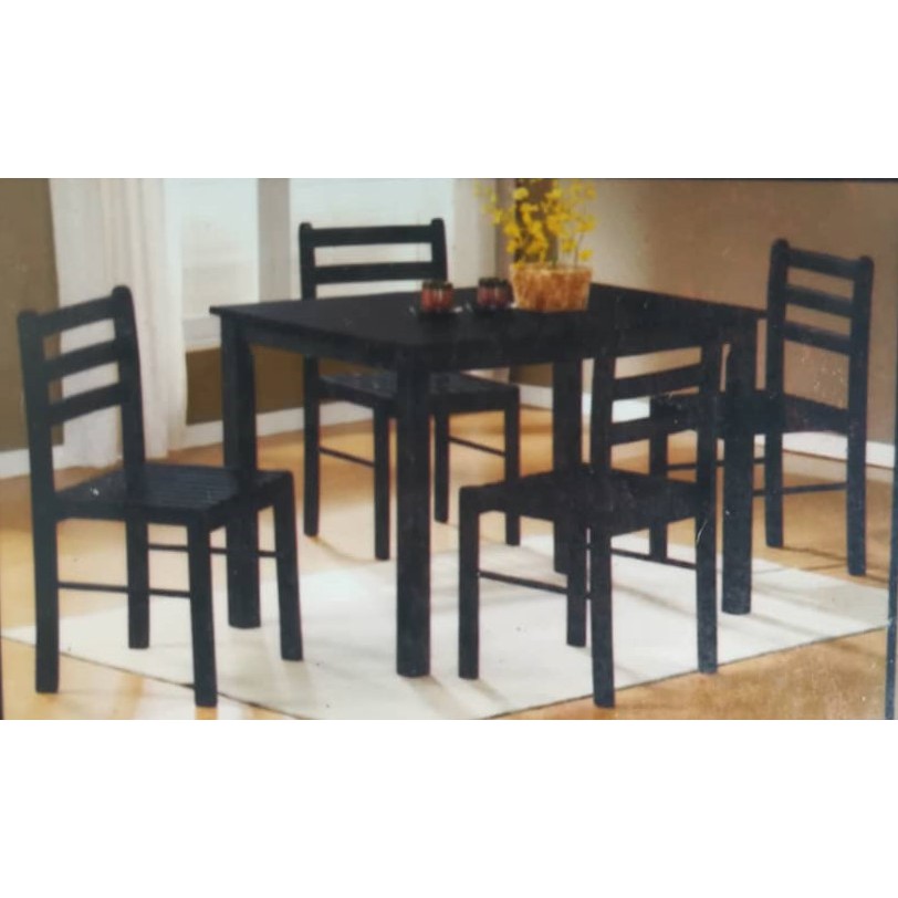 Dining Set Solid Kayu 1 Meja 4 Kerusi Shopee Malaysia