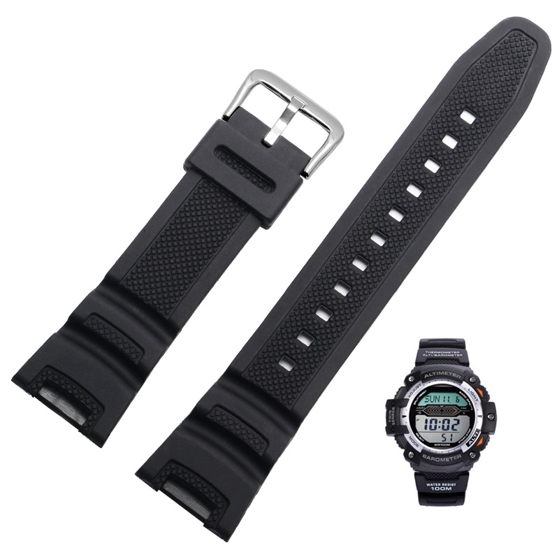 For Casio Watch Band For Twin Sensor Sgw100 Sgw-100-1v Black Rubber ...