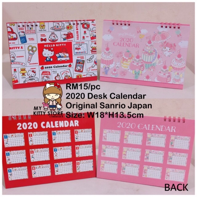 Sanrio Japan Hello Kitty My Melody 2020 Desk Calendar Shopee