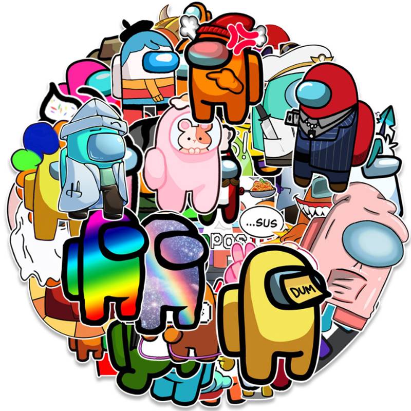 HETUI Game Among Us Stickers Cool Stickers 50pcs/Pack Game Among Us Graffiti Stickers for Notebook Motorcycle Skateboard Computer Mobile Phone Decal Cartoon Toy Color : 50pcs-A 