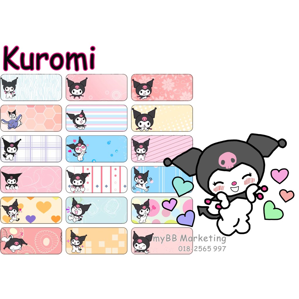 Kuromi Name Tag Hello Sticker Memo Pad Design Cute Cartoon Wallpapers ...