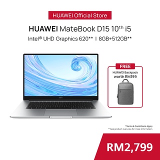HUAWEI MateBook D15 10th i5  Laptop (8GB + 512GB) | Free Backpack