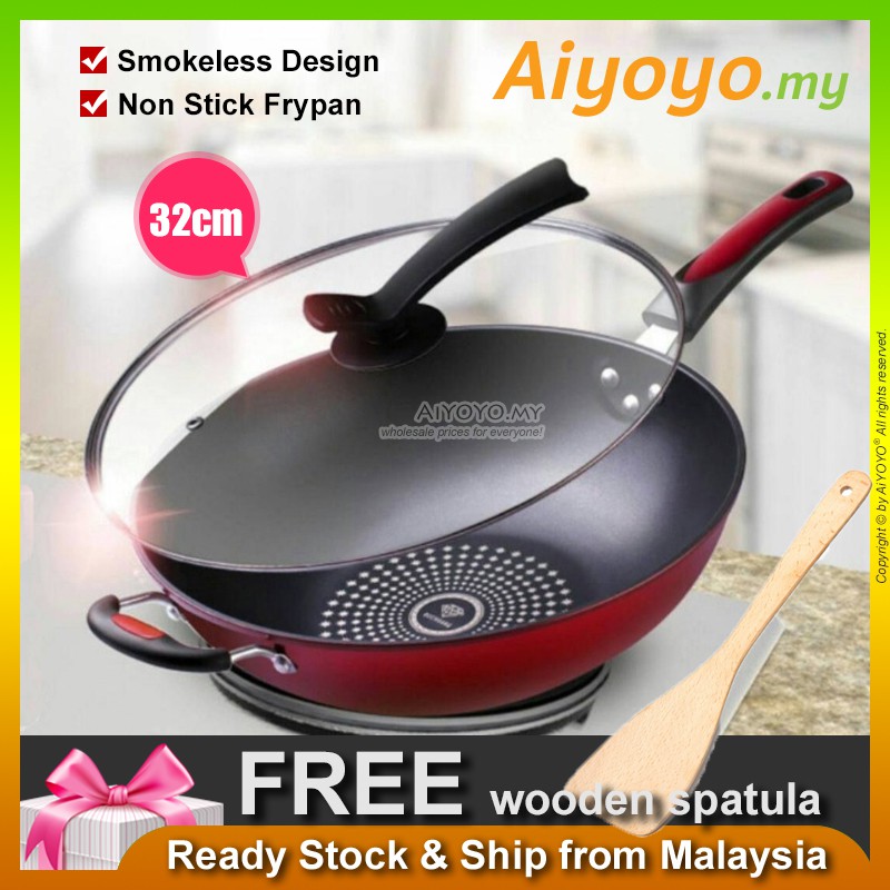 Korean 32cm Non Stick Frying Pan Wok Pot Pan Frypan Cooking Nonstick