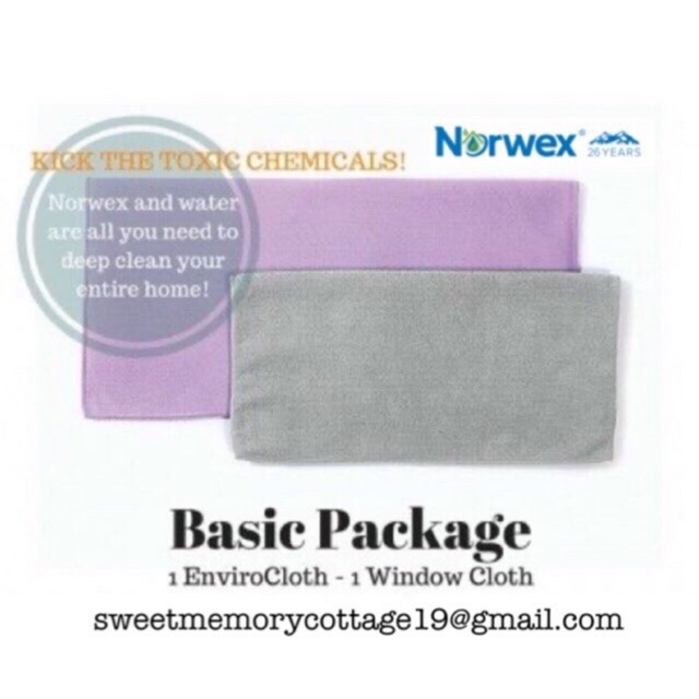 THE ORIGINAL Norwex Basic Package Blue Enviro Cloth and Purple Window Cloth 