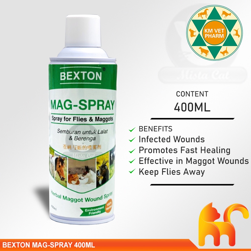 Bexton MagSpray Pet Wound Care Maggot Spray 400ml Mag Spray Kucing
