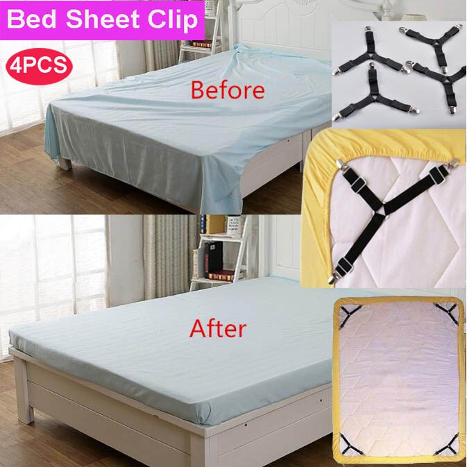 4pcs Adjustable Bed Sheet Corner Holder Elastic Straps Fasteners Clip GG 