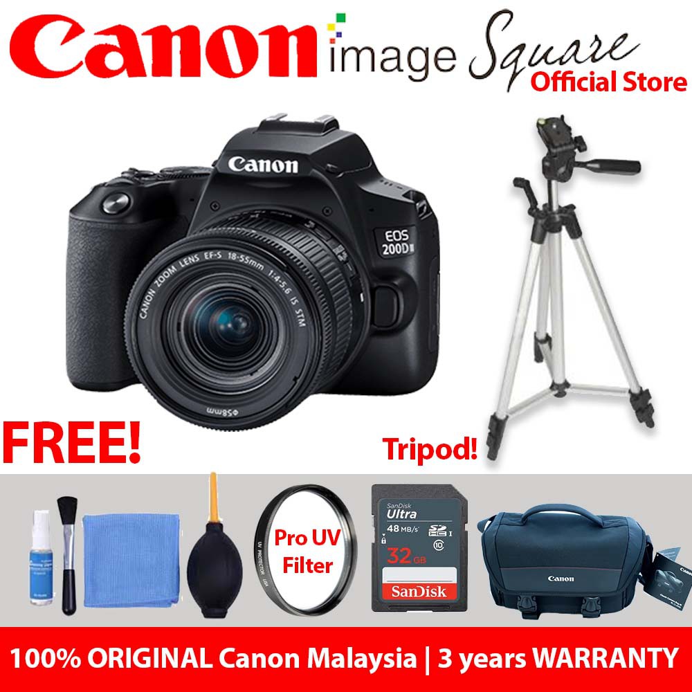 Advance Package Canon Eos 200d Ii With Ef S 18 55mm F4 5 6 Is Stm 200d Mk Ii 200dii Original Canon Malaysia Shopee Malaysia