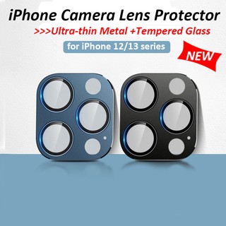2 in1 Metal Camera Lens Protector For iPhone 12 13 Pro Max 12 13 Mini Full Coverage Lens Camera Protector with Tempered Glass Film
