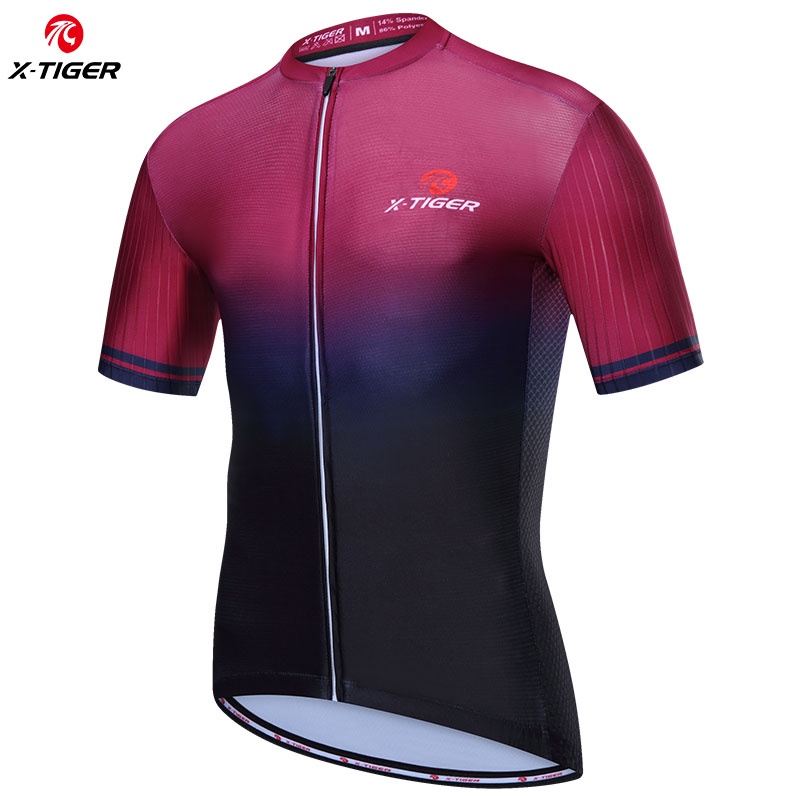 X-TIGER Summer Short Sleeve Cycling Jersey For Men Breathable Road MTB Riding Bicycle Bike Shirts Tops