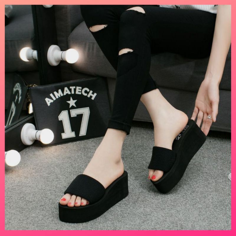 Fitness Gym Sandal Wedges Perempuan High Heels Women Shoes (Small Cutting) Selipar Wanita OOTD Raya 2022 BY Diela Store - Image 4