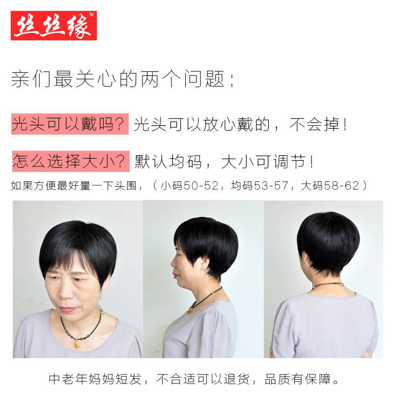 Elderly Wig Female Short Hair Middle Aged Real Hair Realistic Breathable Black Real Hair 60 Year Old Grandmother Full He Shopee Malaysia