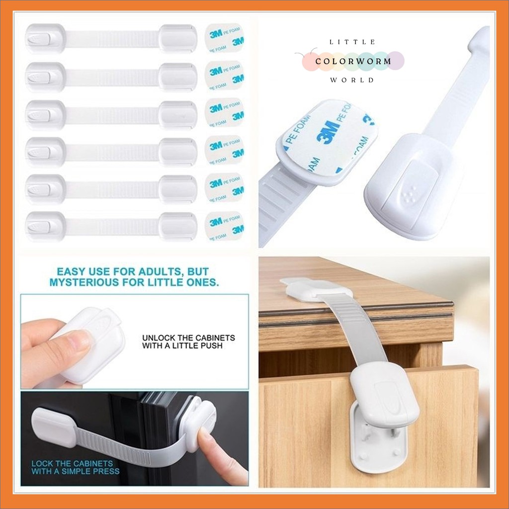 【READY STOCK】1Pcs Child Baby Safety Lock for Fridge, Cabinets, Drawers, Dishwasher, Toilet, Adhesive No Drilling