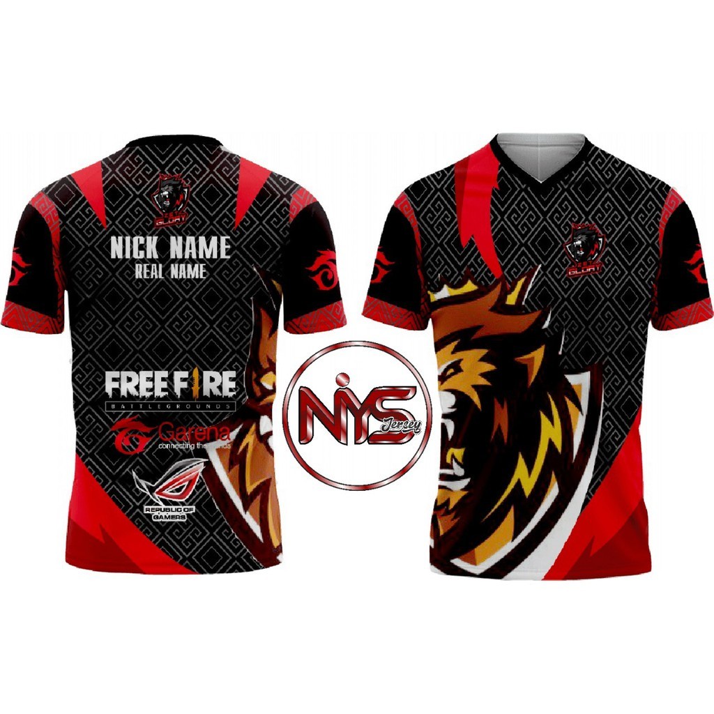 BAJU GAMING FREE FIRE / JERSEY GAME ESPORT / TSHIRT GAMING BISA CUSTOM