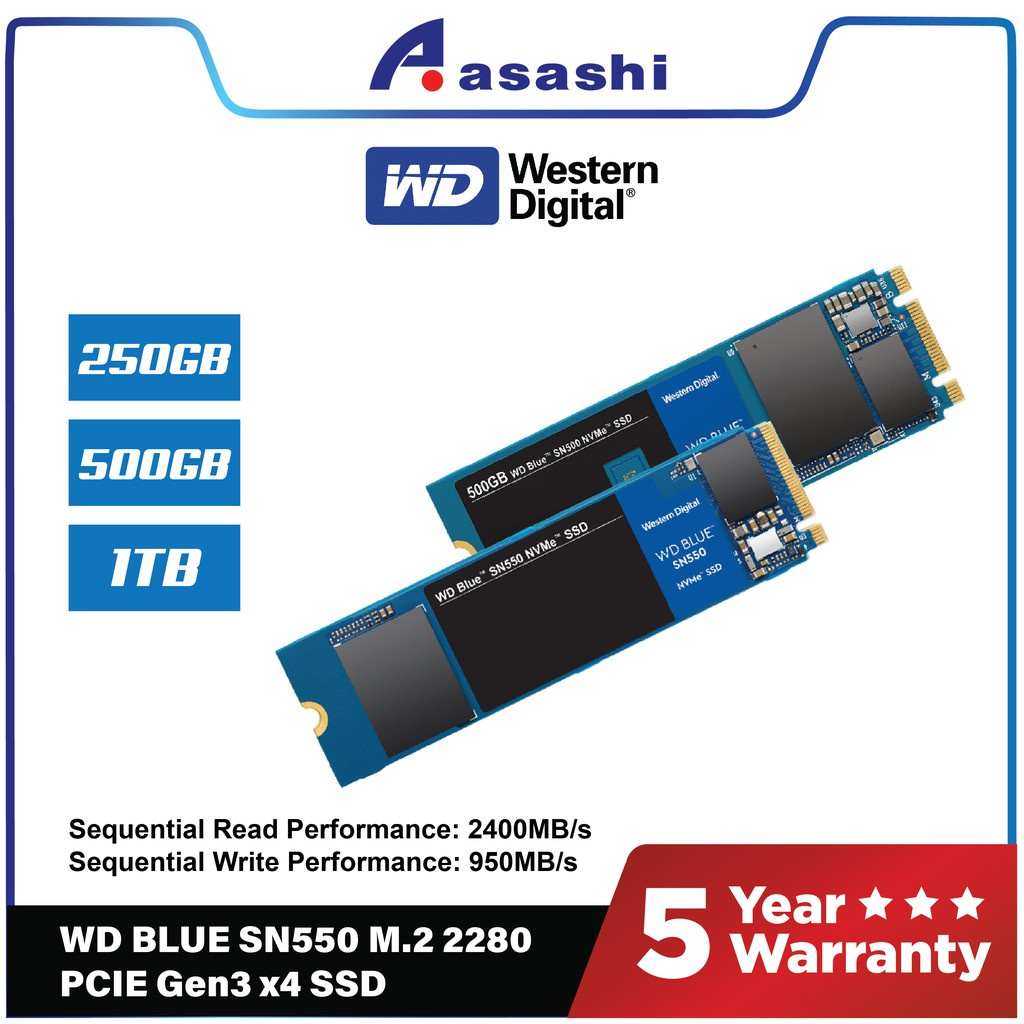 Western Digital WD Blue SN550 250GB/500GB/1TB M.2 2280 ...