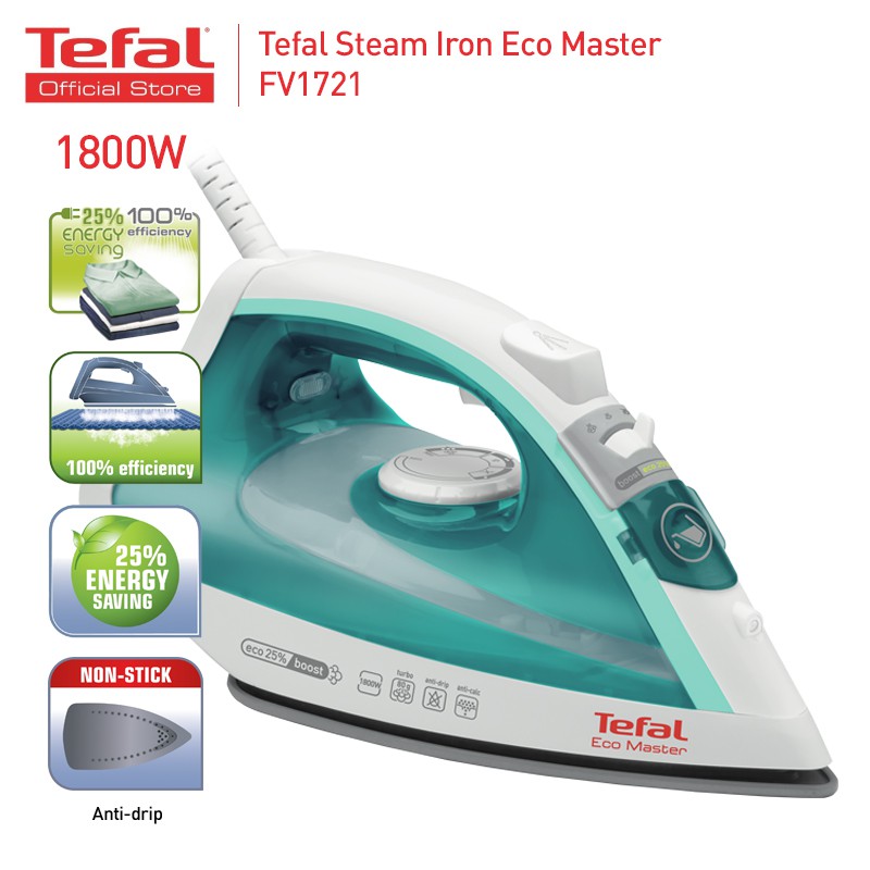 Tefal Steam Iron Eco Master (1800W) FV1721 Shopee Malaysia