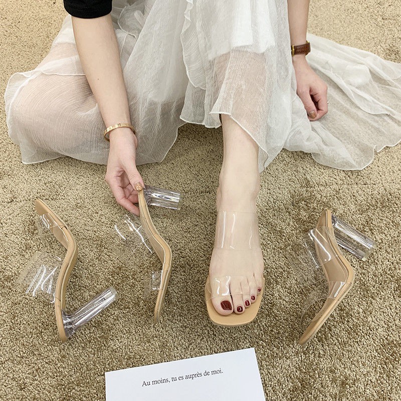 transparent mid heels