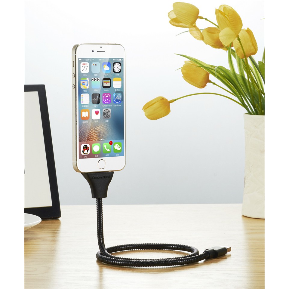 2 in 1 StandUp USB Cable Charger Car Phone Holder - Android and Iphone