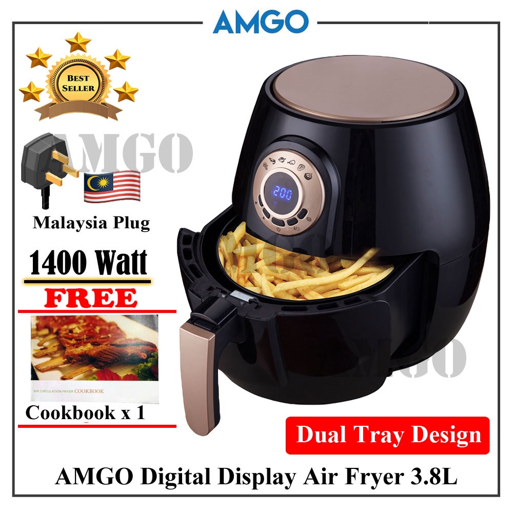 AMGO 3.8L High Capacity Digital Control Screen Air Fryer [Malaysia 3-Pin Plug]