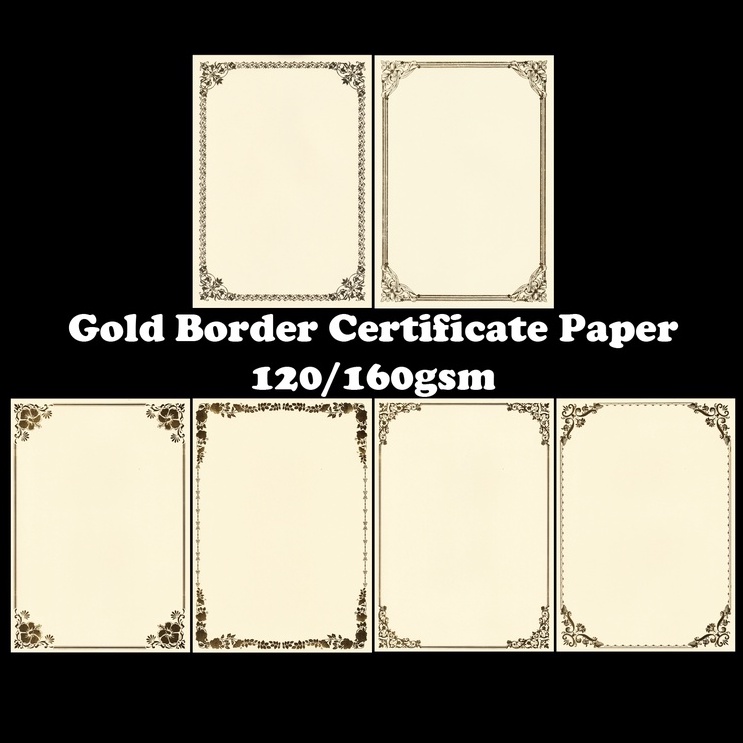 A4 Hotstamping Certificates / Gold Border Certificate Paper / Gold