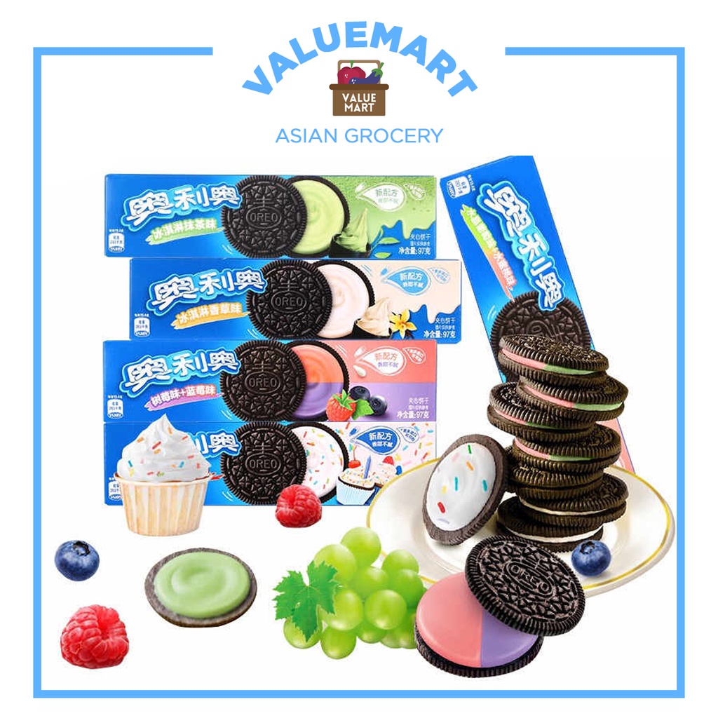 Oreo Limited Edition Cookie Flavors (Matcha Ice Cream, Peach & Grape, Birthday Cake, Yogurt) - 97g