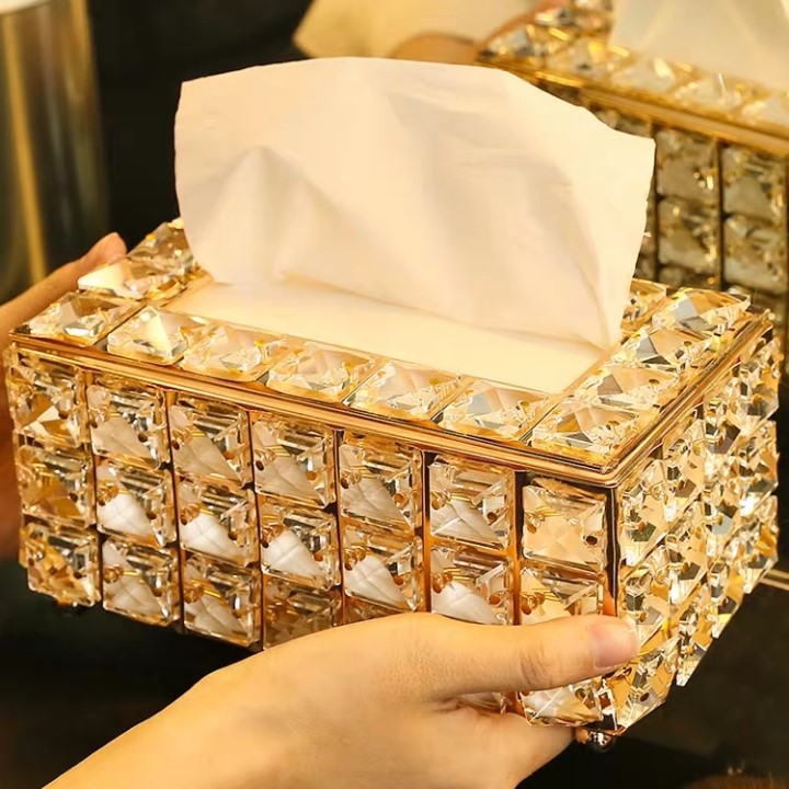 Crystal Luxury Elegant Bling Home Table Car Tissue Box Cover Holder Silver 
