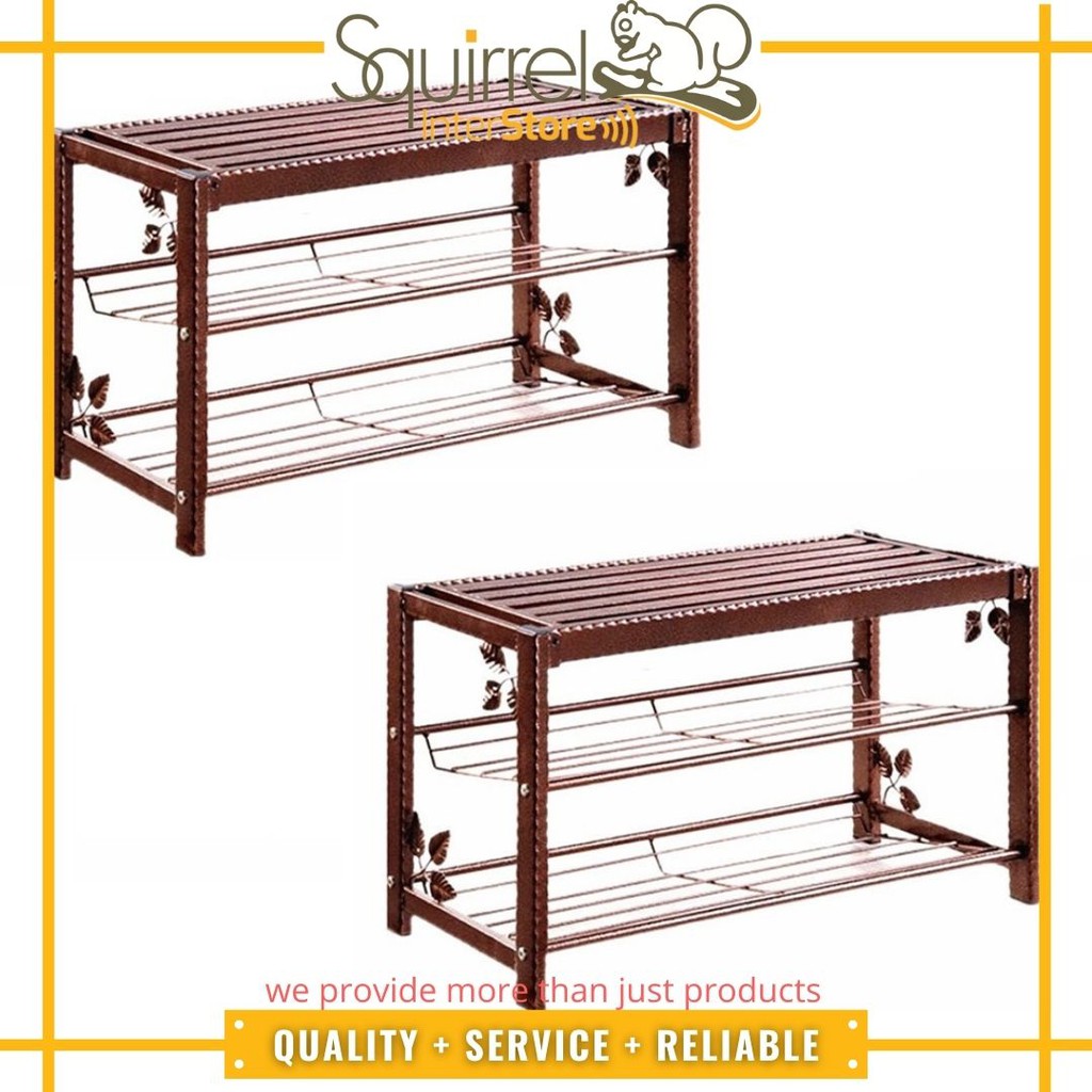 Wrought Iron Bench Shoe Rack 2 Level Dark 2 Units Rak Kasut Besi Duduk Shopee Malaysia