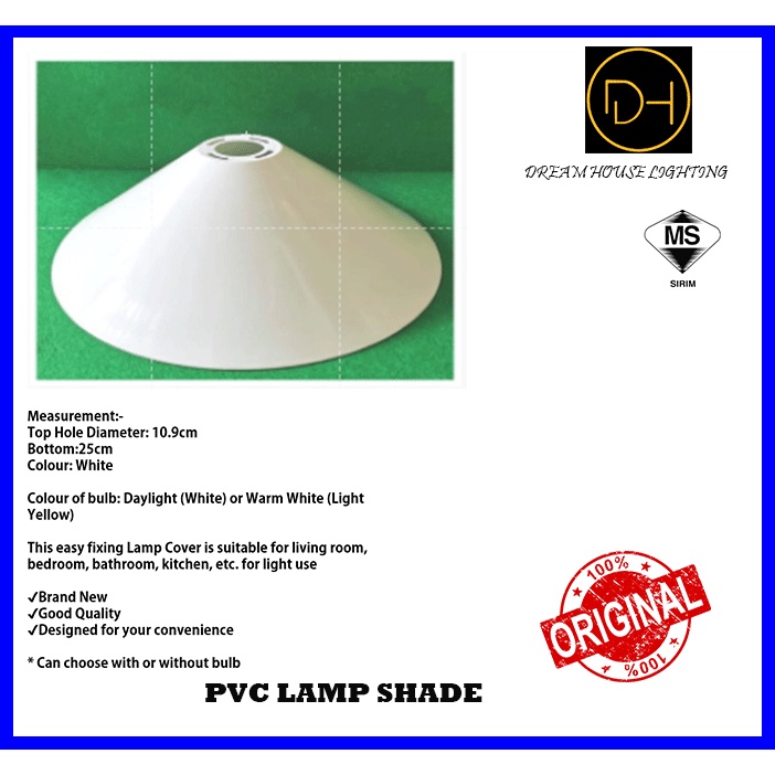 10 Inch Lamp Shade Cover White Tudung Lampu Putih Deco DIY LED Bulb Light