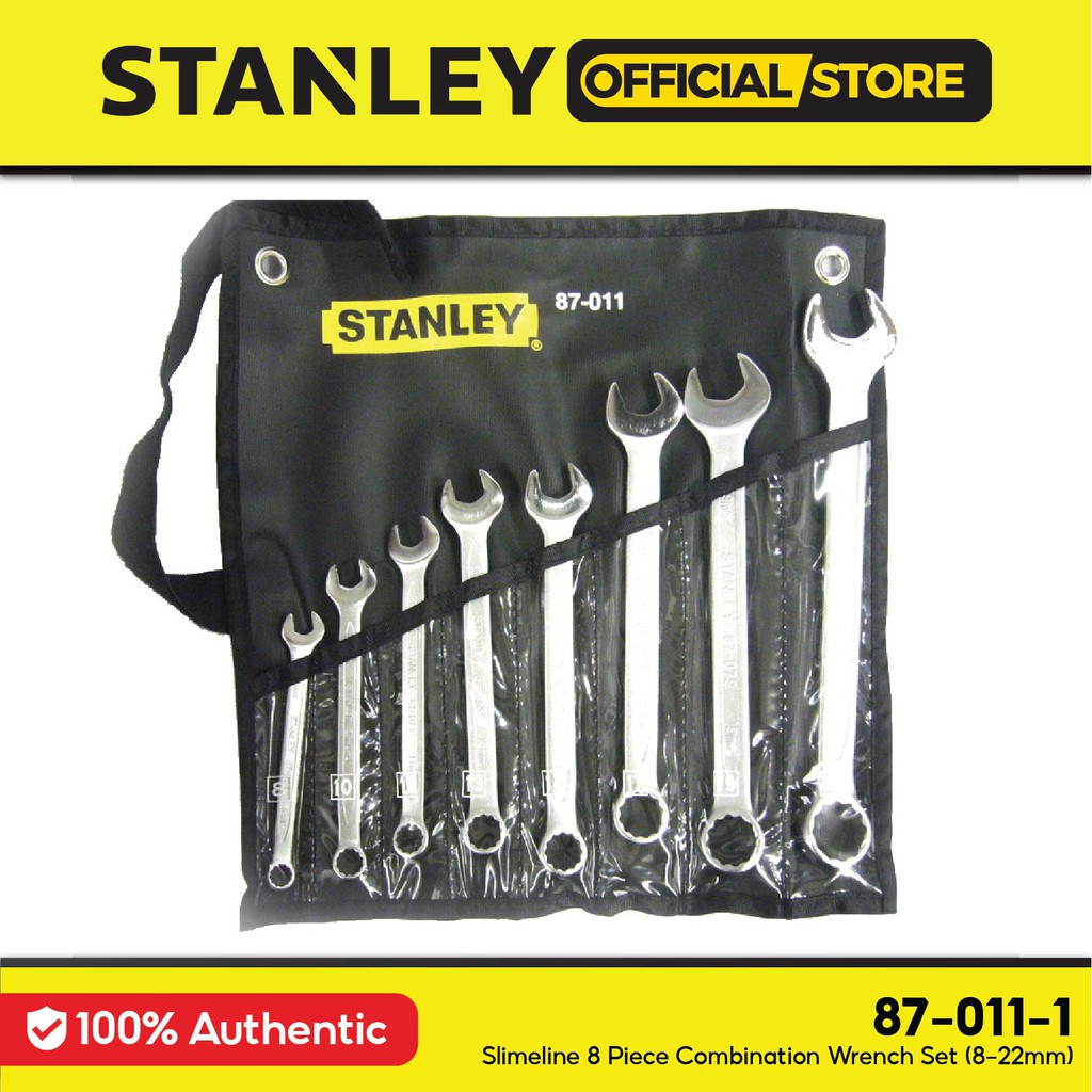 Stanley 87011 Slimeline 8 Piece Combination Wrench Set (8-22mm) 87-011 ...