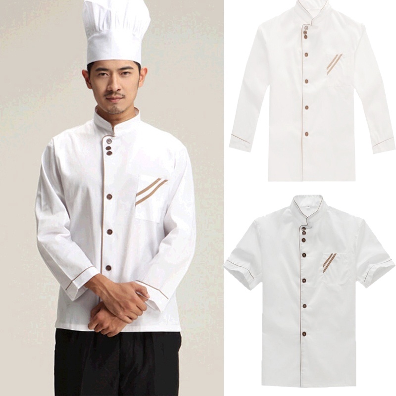 {Ready Stock} Wear Chef Long Short Sleeve Uniforms Chef Work Clothing