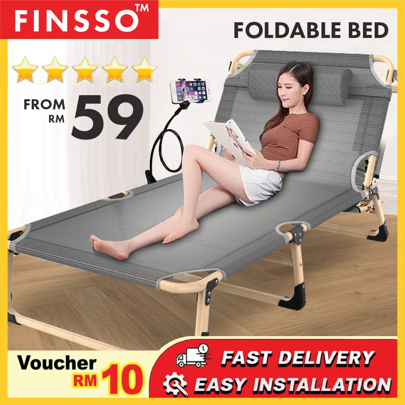 FINSSO: KERUSI MALAS Folding Bed Premium Foldable Lazy Chair Katil Sleeping Adjustable in/outdoor Lounge chair Leisure