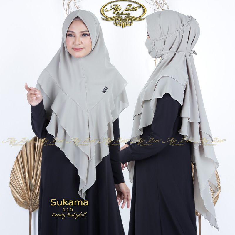 Khimar Ceruty 2 Layer Set Ori Aje Zas Mask (Sukama) | Shopee Malaysia