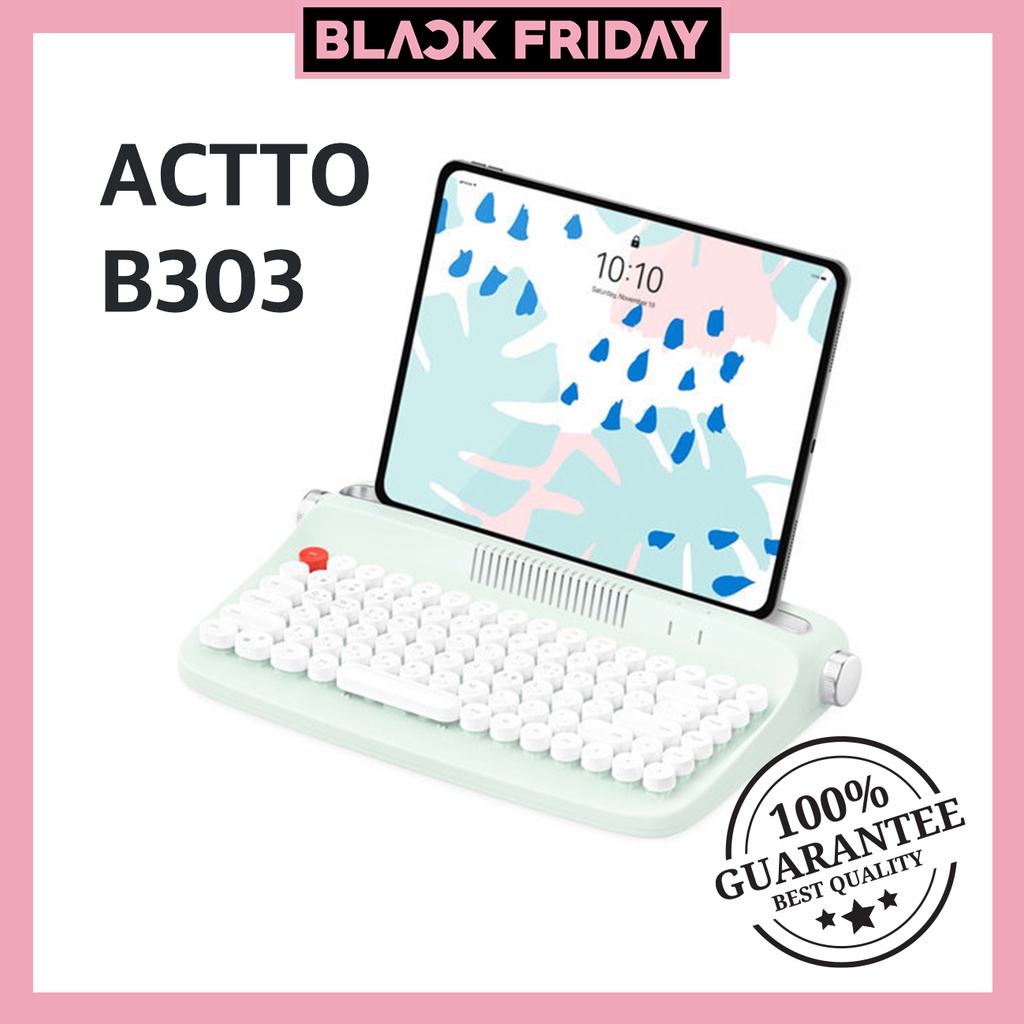 [ACTTO B303] Actto B303 Retro Mini Typewriter Bluetooth Multipairing Keyboard 5 colors / 86 vintage wireless small cute writer pc