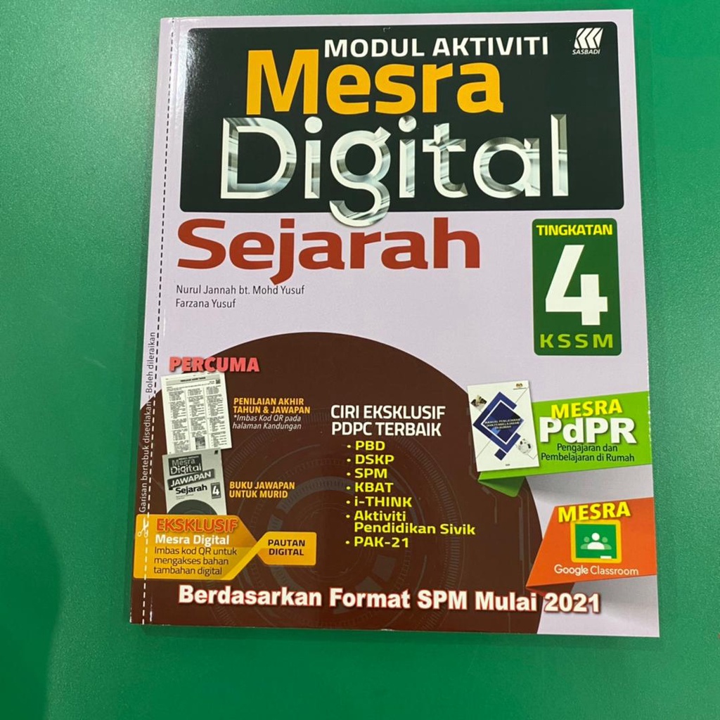 Sasbadi Modul Aktiviti Mesra Digital Sejarah Tingkatan 4 Shopee Malaysia