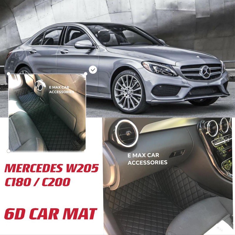 Mercedes Benz W205 C180 C200 Oem 6d Premium Pu Leather Carpet Car Mat