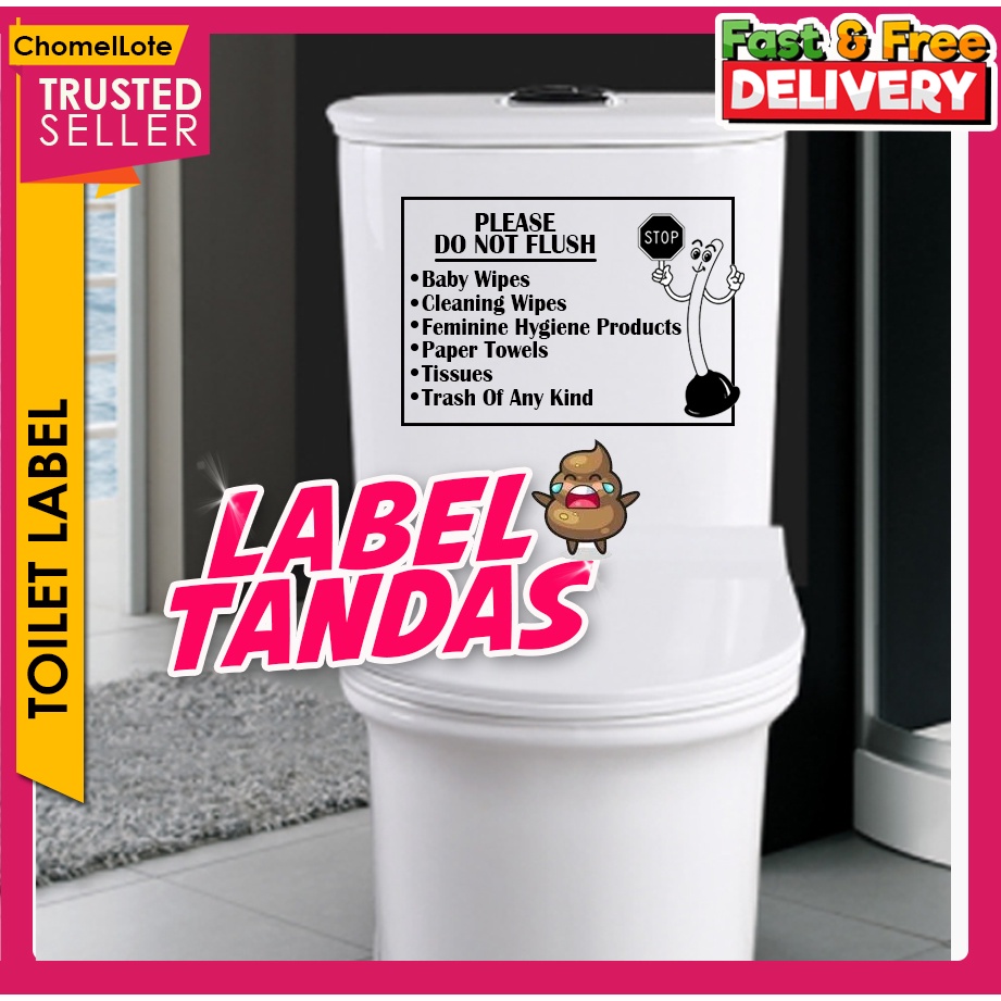 Label Flush Toilet Bowl Sticker Flush Mangkuk Tandas Transparent Kalis
