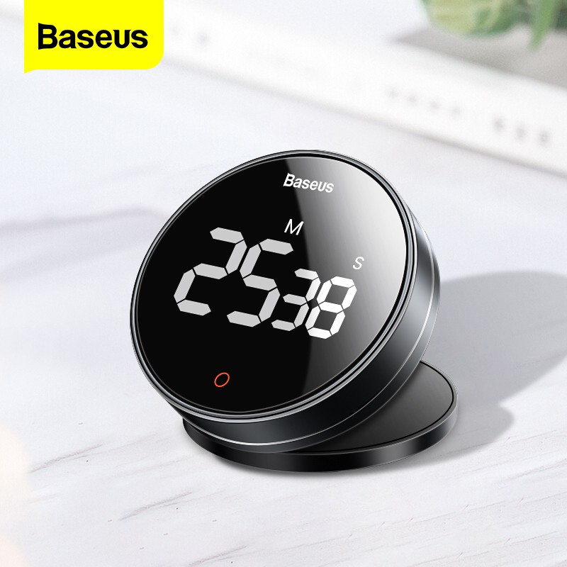 Baseus  Magnetic Kitchen Timer Countdown Stopwatch Manual Rotation Counter Work Sport Study Alarm Clock LED Digital Cooking Timer