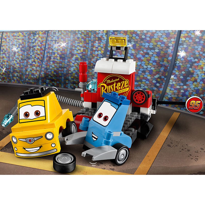 lego juniors guido and luigi's pit stop