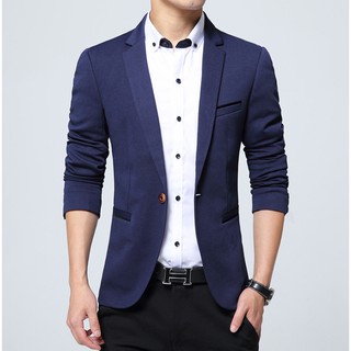 Men Breathable Coat Men Slim Fit Fashion Jacket Suit Coat Button Business Blazer